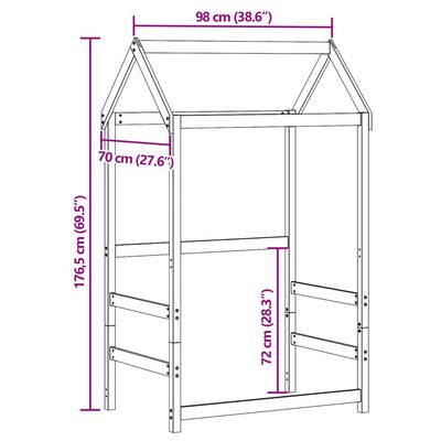 vidaXL Покрив за детско легло, бял, 98x70x176,5 см, бор масив