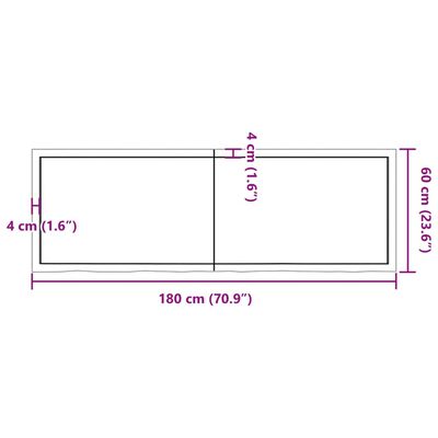 vidaXL Стенен рафт светлокафяв 180x60x(2-4) см обработен масивен дъб