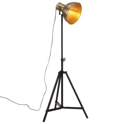 vidaXL Подова лампа, 25 W, античен месинг, 61x61x90/150 см, E27