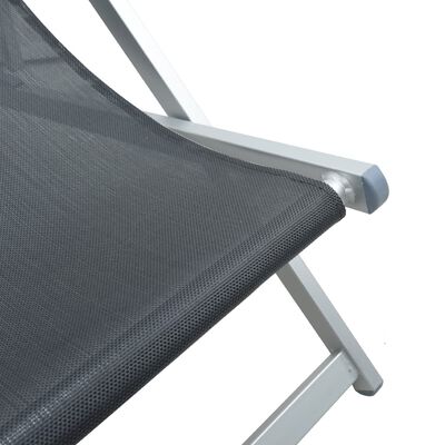 vidaXL Сгъваеми плажни столове, 2 бр, сиви, алуминий и Textilene
