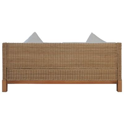 vidaXL 3-местен диван с възглавници, естествен цвят, ратан
