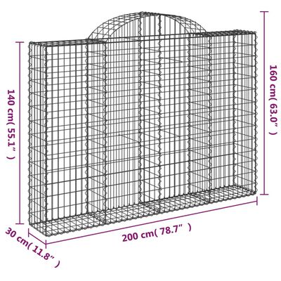 vidaXL Габионни кошници арка 12 бр 200x30x140/160см поцинковано желязо