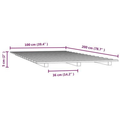 vidaXL Рамка за легло, 100x200 см, бор масив