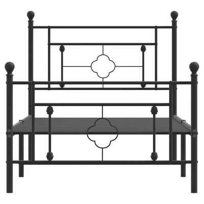 vidaXL Метална рамка за легло с горна и долна табла, черна, 100x200 см