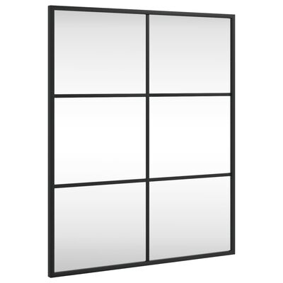 vidaXL Стенно огледало, черно, 50x60 см, правоъгълно, желязо