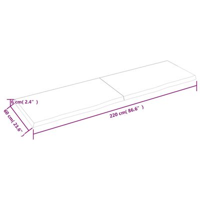 vidaXL Плот за баня светлокафяв 220x60x(2-6) см обработено дърво масив