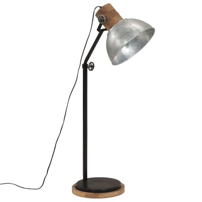 vidaXL Подова лампа, 25 W, винтидж, сребриста, 30x30x100-150 см, E27