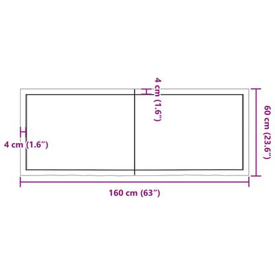 vidaXL Плот за маса тъмнокафяв 160x60x(2-6) см обработен масивен дъб