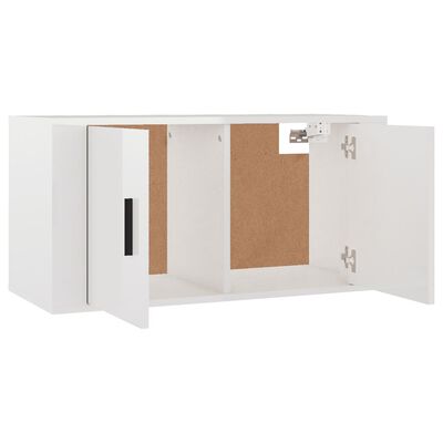 vidaXL ТВ шкаф за стенен монтаж, бял гланц, 80x34,5x40 см