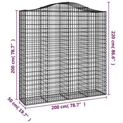 vidaXL Габионни кошници арка 2 бр 200x50x200/220 см поцинковано желязо