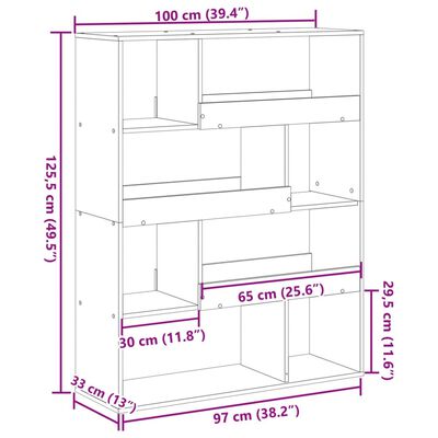 vidaXL Разделител за стая, бял, 100x33x125,5 см, инженерно дърво