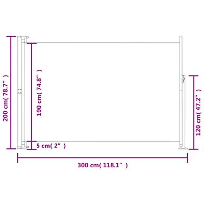 vidaXL Прибираща се дворна странична тента, 200x300 см, кафява