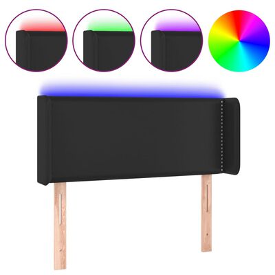 vidaXL LED горна табла за легло, черна, 103x16x78/88 см