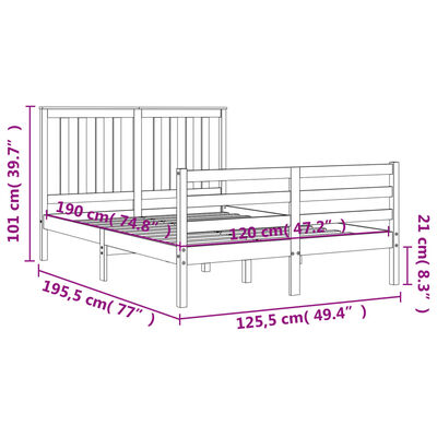 vidaXL Рамка за легло с табла 4FT Small Double масивна дървесина