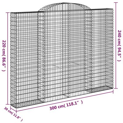 vidaXL Габионни кошници арка 4 бр 300x30x220/240 см поцинковано желязо