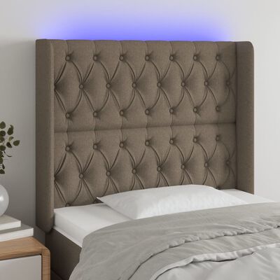 vidaXL LED горна табла за легло, таупе, 93x16x118/128 см, плат