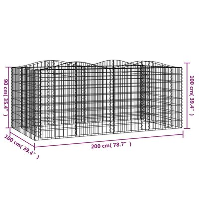 vidaXL Извит габион повдигната леха 200x100x100 см поцинковано желязо