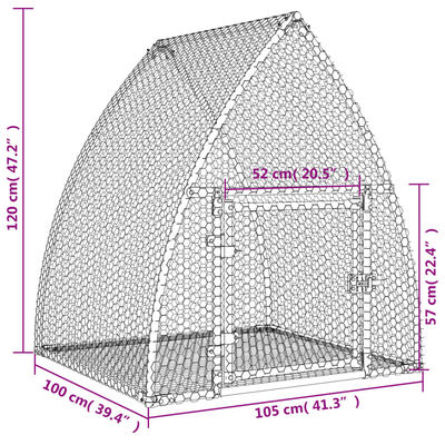 vidaXL Клетка за зайчета сребриста 100x105x120 см поцинкована стомана