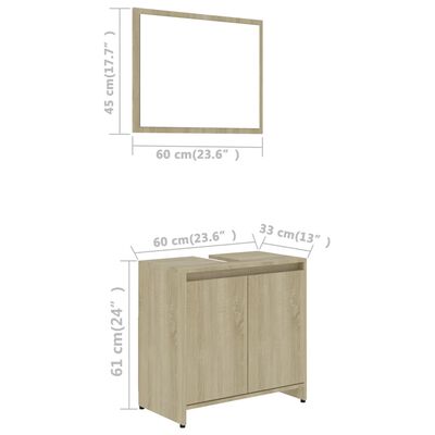 vidaXL Комплект мебели за баня от 4 части, дъб сонома, инженерно дърво