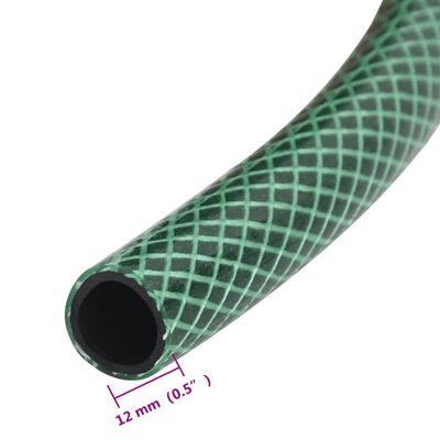 vidaXL Градински маркуч с монтажен комплект, зелен, 0,5", 10 м, PVC