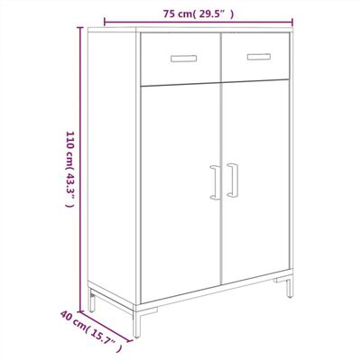 vidaXL Етажерка за обувки, черна, 75x40x110 см, борово дърво масив