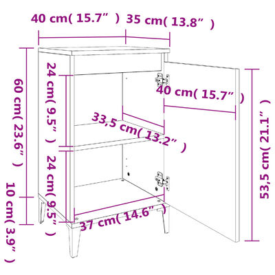 vidaXL Нощно шкафче, бял гланц, 40x35x70 см, инженерно дърво