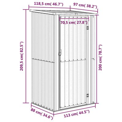 vidaXL Градинска барака антрацит 118,5x97x209,5 см поцинкована стомана