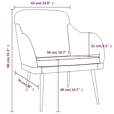 vidaXL Кресло, черно, 63x76x80 см, кадифе