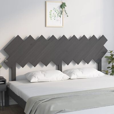 vidaXL Горна табла за легло, сива, 178x3x80,5 см, бор масив