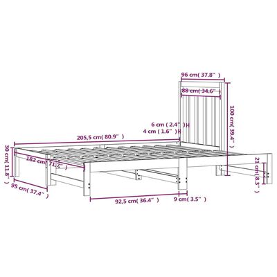 vidaXL Разтегателно дневно легло, без матрак, черно, 2x(90x200) см