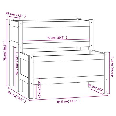 vidaXL Плантер, меденокафяв, 84,5x84x75 см, борово дърво масив