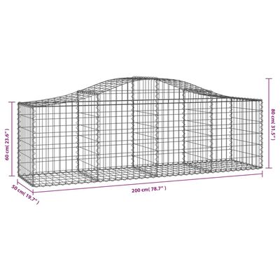 vidaXL Габионни кошници арка 40 бр 200x50x60/80 см поцинковано желязо