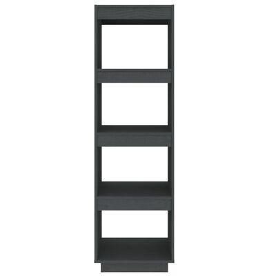 vidaXL Библиотека/разделител за стая, сива, 40x35x135 см, бор масив