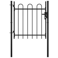 vidaXL Единична оградна порта със заоблени върхове, 100х75 см