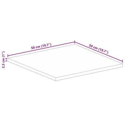 vidaXL Плот за маса 50x50x2,5 см квадратен масивна акация