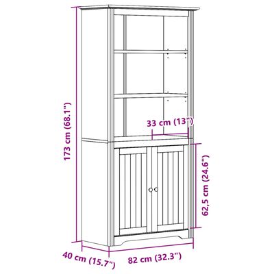 vidaXL Етажерка за книги BODO бяла 82x40x173 см бор масив