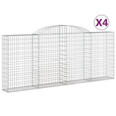 vidaXL Габионни кошници арка 4 бр 300x30x120/140см поцинковано желязо