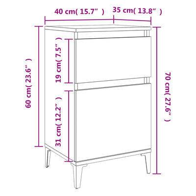 vidaXL Нощно шкафче, опушен дъб, 40x35x70 см