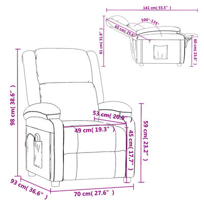 vidaXL Wingback масажен стол, черен, текстил