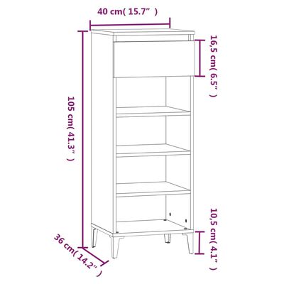 vidaXL Поставка за обувки, бял гланц, 40x36x105 см, инженерно дърво