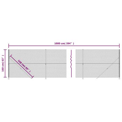 vidaXL Плетена оградна мрежа с фланец, зелена, 1,6x10 м