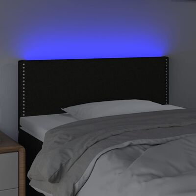 vidaXL LED горна табла за легло, черна, 100x5x78/88 см, плат