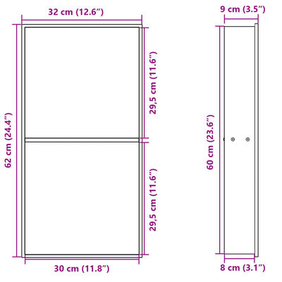 vidaXL Душ ниша, златист мат, 32x62x9 см, неръждаема стомана