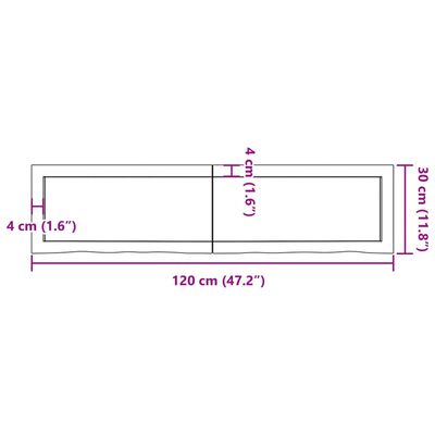 vidaXL Стенен рафт тъмнокафяв 120x30x(2-6) см обработен масивен дъб