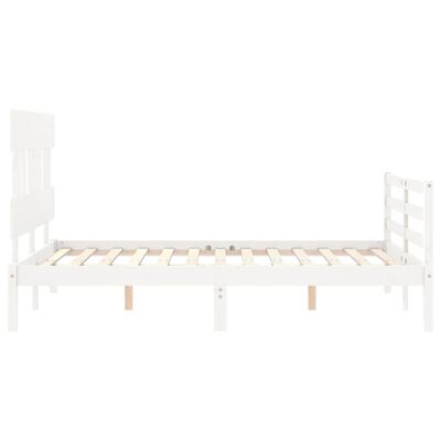 vidaXL Рамка за легло с табла, бяла, 120х200 см, масивно дърво