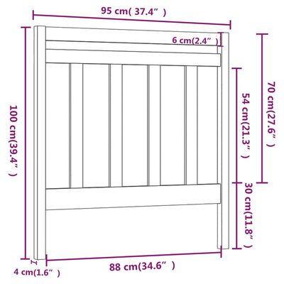 vidaXL Горна табла за легло, бяла, 95x4x100 см, бор масив