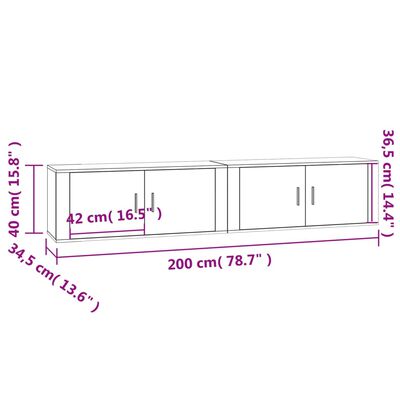 vidaXL ТВ шкафове със стенен монтаж, 2 бр, бели, 100x34,5x40 см