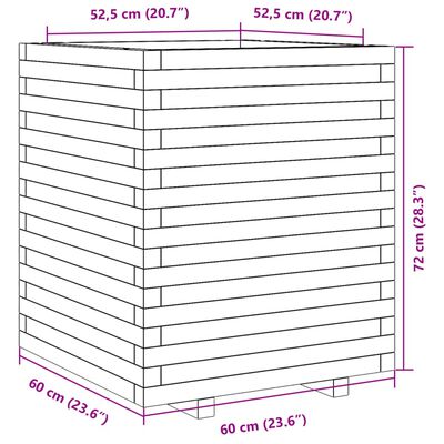 vidaXL Градинска кашпа, 60x60x72 см, импрегнирано борово дърво