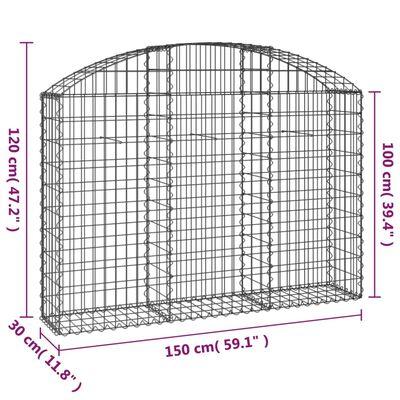 vidaXL Дъговидна габионна кошница 150x30x100/120 см поцинковано желязо