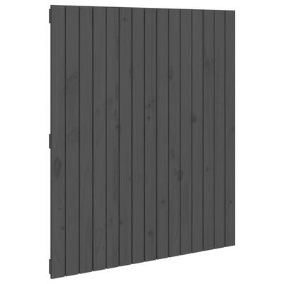 vidaXL Стенна табла за спалня, сива, 95,5x3x110 см, борово дърво масив
